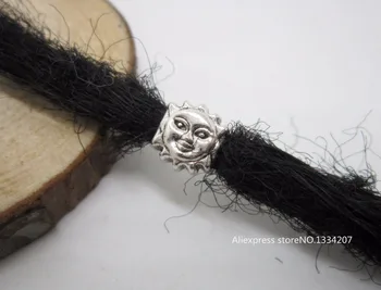 10шт-20шт Тибетская серебряная коса для волос в стиле улыбающегося лица, бусины-дредлоки, зажимы для манжет с отверстием около 4,8 мм