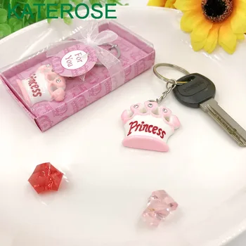 12 шт., Розовый брелок для ключей с короной принцессы, сувениры для душа для маленькой девочки, подарок на День рождения, подарок на Крестины для новорожденного.