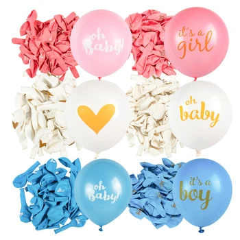 5шт 12-дюймовых латексных воздушных шаров, синих и розовых, раскрывающих пол, украшение для вечеринки по случаю Дня рождения, принадлежности для шаров для мальчиков и девочек для детского душа