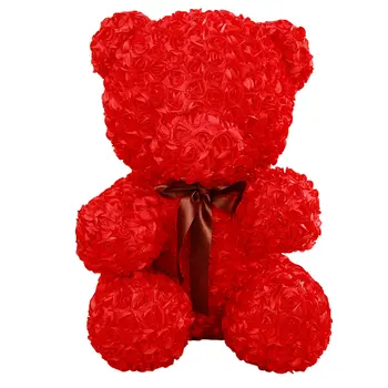 60 см Искусственный цветок розы Плюшевый мишка Плюшевые игрушки Мягкая плюшевая кукла Красного медведя Подарки для девочек на День Святого Валентина для женщин
