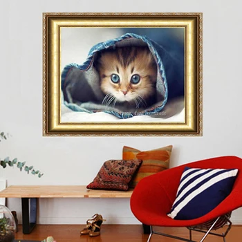 Diy5d Картина Алмазной Вышивкой Декоративная Живопись Наклейки На Стены Гостиной Home Decor Nature Animal Серии CAT 40x30cm
