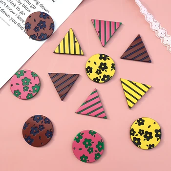 InsKorea контрастного цвета, в мелкую цветочную полоску, геометрический круглый треугольный кулон, украшения ручной работы, серьги, аксессуары, материалы