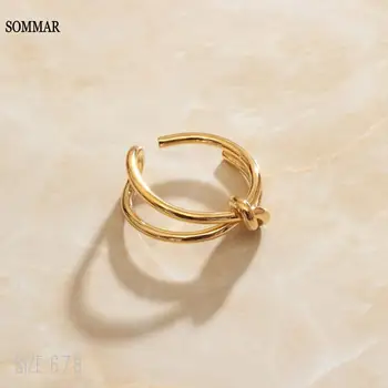 SOMMAR Hot 2020 Золотой цвет размер 6 7 8 Кольца Богини для женщин 2020 Простые открывающиеся украшения на шею свадебные