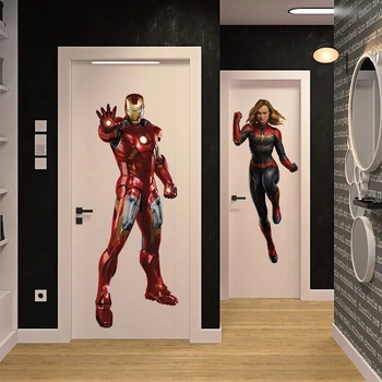 Альянс Мстителей, Железный Человек, Человек-паук, Плакат с Инопланетянином, Украшение вечеринки, Обои, очень большие наклейки на дверь Captain 3d