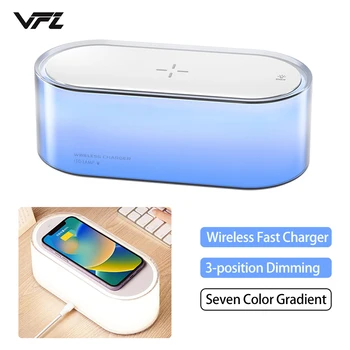 Беспроводное зарядное устройство VFZ мощностью 15 Вт, быстрая зарядка телефона, аккумулятор емкостью 400 мАч, красочный ночник, прикроватная настольная лампа для iPhone Samsung