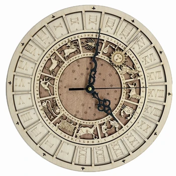 Венецианские Астрономические Деревянные часы Креативная Гостиная Кварцевые Настенные Двенадцать Созвездий Большие Часы Немой Художественный Декоративный Подарок