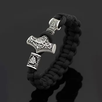 Винтажный браслет Nordic Viking для мужчин, бусины-молотки, мужские браслеты с доминирующей личностью, Миф, Скандинавский амулет, подарочные украшения