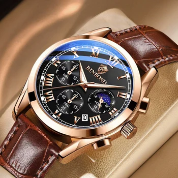 Деловые мужские часы Лучший бренд класса Люкс Спортивные водонепроницаемые наручные часы Модный хронограф Кварцевый Военный кожаный Relogio Masculino