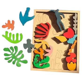Деревянные пазлы с листьями Монтессори, Игрушки, соответствующие форме и цвету, Игры-головоломки для познания, творчества, искусства, Игрушки для раннего образования для детей