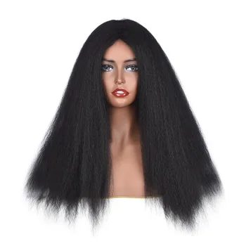 Длинные кудрявые прямые синтетические парики для чернокожих женщин Черно-коричневые светлые рыжевато-бордовые волосы афро-парики синтетические волосы повседневные парики