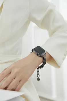 Женский ремешок для Iwatch Band SE8 7 6 5 41/ 45 мм 49 Цепочка из высококачественной стали для Apple Watch Double Link 38/42 мм 40/44 мм 4 3 2 1
