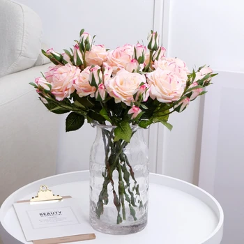 Искусственные розы, украшение свадебного домашнего стола, Длинный букет Из шелковых искусственных растений, подарки на День Святого Валентина