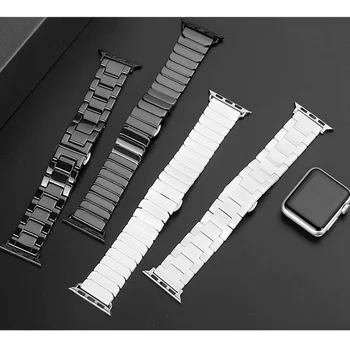 Керамический Ремешок для Apple Watch Band 44мм 40мм 45мм 49мм 42мм 38 Браслет-бабочка из нержавеющей стали iWatch series 6 3 7 8 se ultra