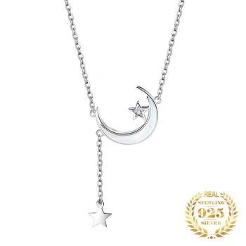 Корейское элегантное летнее ожерелье из стерлингового серебра 925 пробы с кисточкой в виде звезды и полумесяца, ожерелье для женщин, роскошные Модные ювелирные украшения, подарок