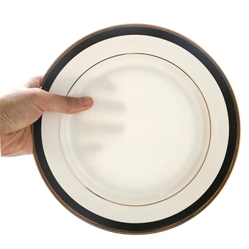 Легкая роскошная черная блестящая керамическая тарелка из Пномпеня в европейском стиле, тарелка для стейка в западном стиле, тарелка для салата, Сервировка стола, Блюда