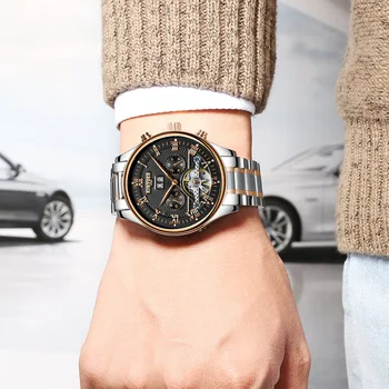 Модные мужские автоматические механические часы с турбийоном из нержавеющей стали, мужские часы