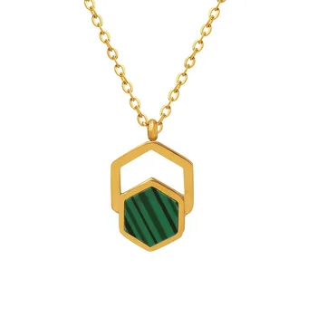 Новое поступление акриловой зеленой смолы Геометрическое ожерелье с подвеской 3 цвета