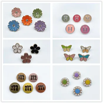 Новые 10 штук акриловых кнопок с логотипом в разных стилях на круглых декоративных изделиях различной формы из ткани для шитья Своими руками