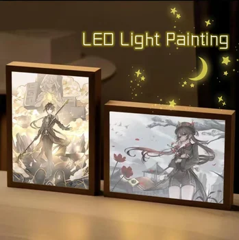 Новый Genshin Impact xiao LED Light Painting Yae Miko Hu Tao аниме фигурная Лампа Аниме Raiden Shogun Night Light Настольный Декор Игрушка В Подарок