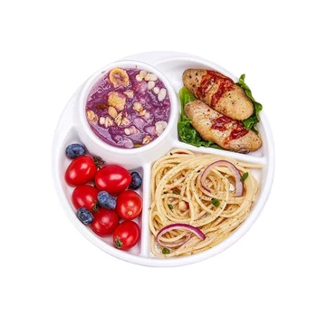 Обеденная тарелка Пластиковые разделительные тарелки с тремя отделениями для приема пищи для похудения Бытовая детская тарелка для завтрака для взрослых