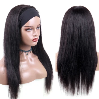 Парик с прямой повязкой на голову из человеческих волос 180% плотности Remy из человеческих волос, парики для чернокожих женщин, перуанский бесклеевой парик 8-30 дюймов