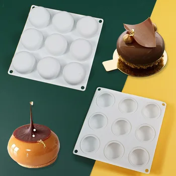 Плоская круглая силиконовая форма с 8 полостями для торта своими руками, шоколадный мусс, желе, пудинг, кондитерские изделия, мороженое, десерт, хлеб, формы для выпечки, инструменты