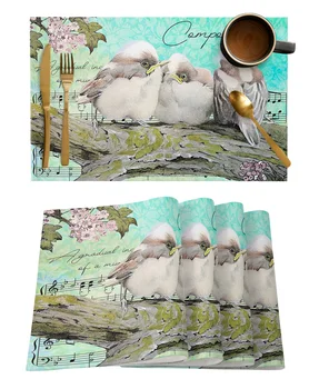 Роскошный текстурированный коврик с птицами в стиле ретро, декор для свадебной вечеринки, льняной коврик для стола, кухонные принадлежности, салфетка для стола.