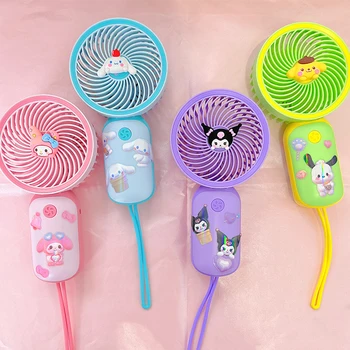 Ручной вентилятор из аниме Kawaii Kuromi, My Melody Cinnamoroll, Мини-ветроэнергетический Помпомпурин, Мультяшный Портативный USB-аккумуляторный вентилятор, Подарок