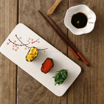 Тарелка для суши в японском стиле, высококачественная керамическая подглазурная тарелка для торта, Фруктовая тарелка, плоская тарелка, тарелка для холодных блюд в суши-ресторане