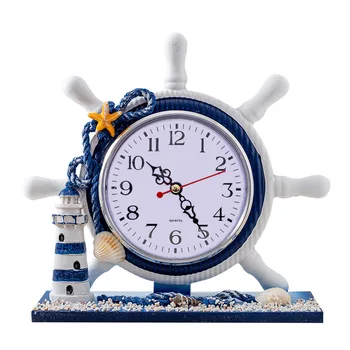 Украшение спальни Настольные часы Гостиная Деревянные часы Украшения Средиземноморский парусный спорт Часы рулевого Настольные часы