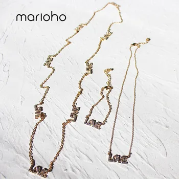 Универсальные ожерелья Marioho Love, Цепочка из сплава золотого цвета, Подвеска с мозаичными буквами, Эффектное ожерелье для женщин, Ювелирный подарок
